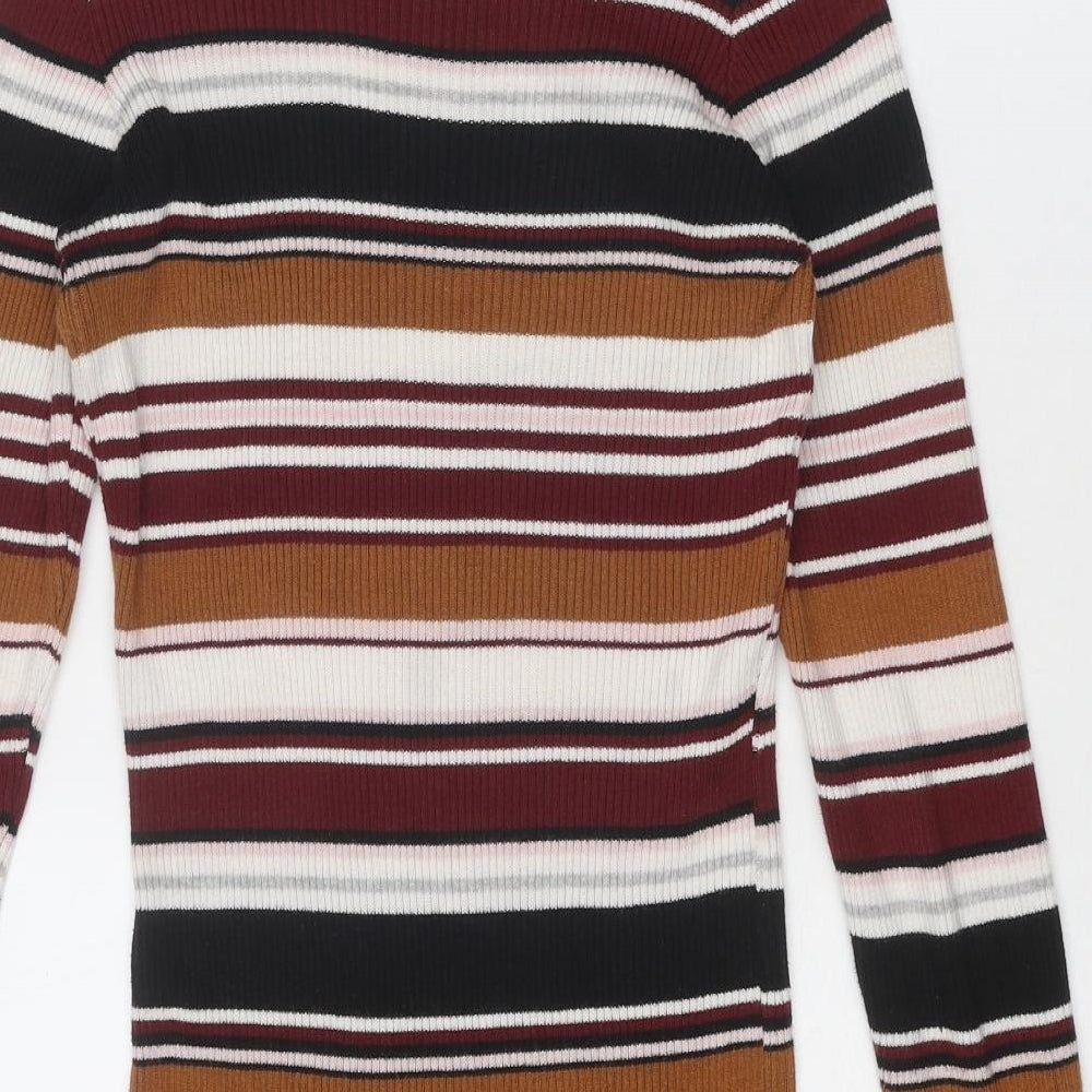 Dorothy Perkins Womens Multicoloured Boat Neck Striped Acrylic Tunic Jumper Size 6