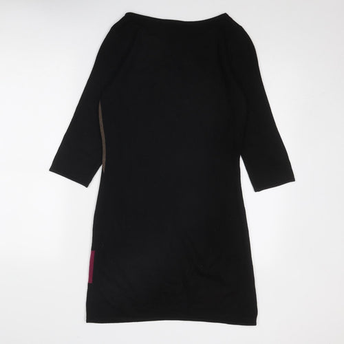 Wallis Womens Black Acrylic Jumper Dress Size S Round Neck Pullover - Geometric