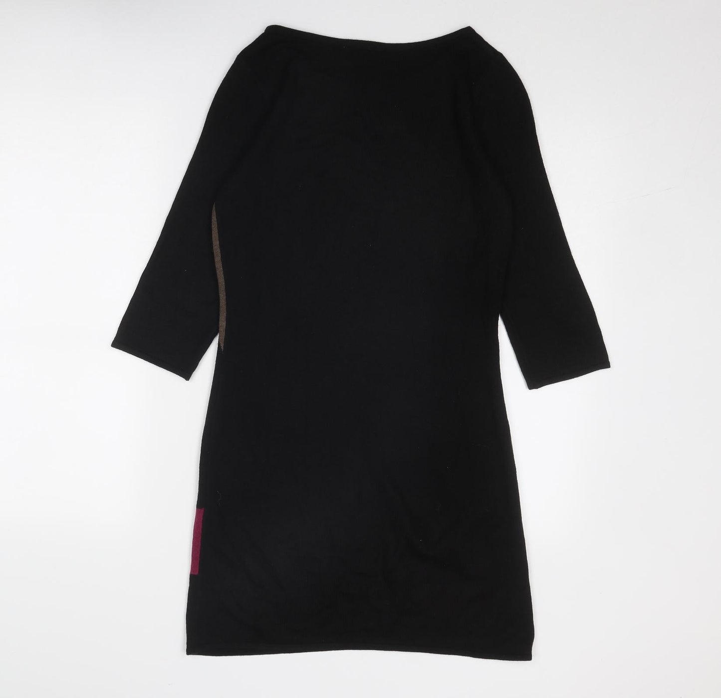 Wallis Womens Black Acrylic Jumper Dress Size S Round Neck Pullover - Geometric