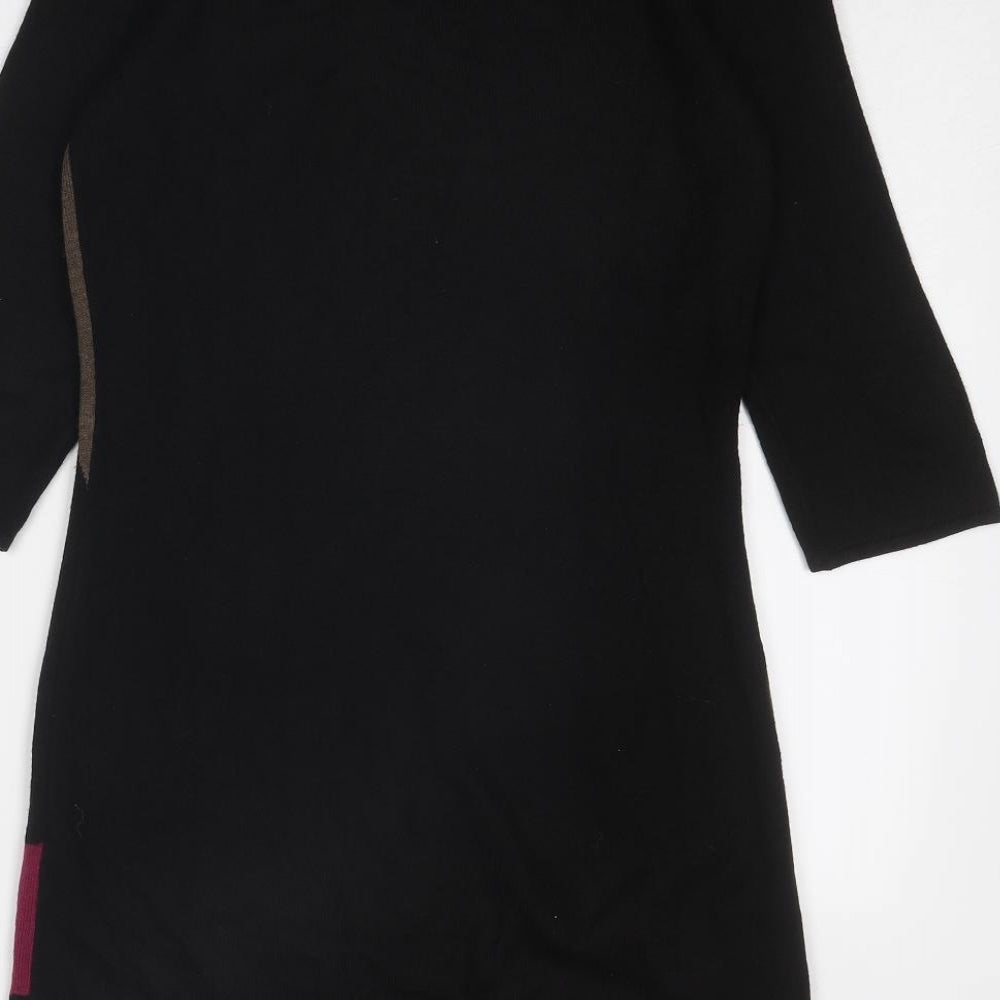 Wallis Womens Black Acrylic Jumper Dress Size S Round Neck Pullover - Geometric