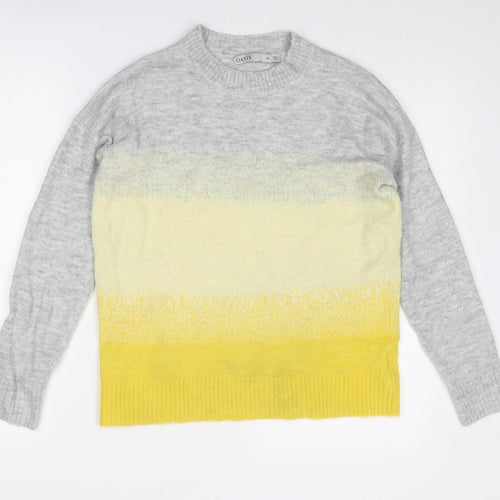 Oasis Womens Grey Crew Neck Acrylic Pullover Jumper Size XS - Colourblock