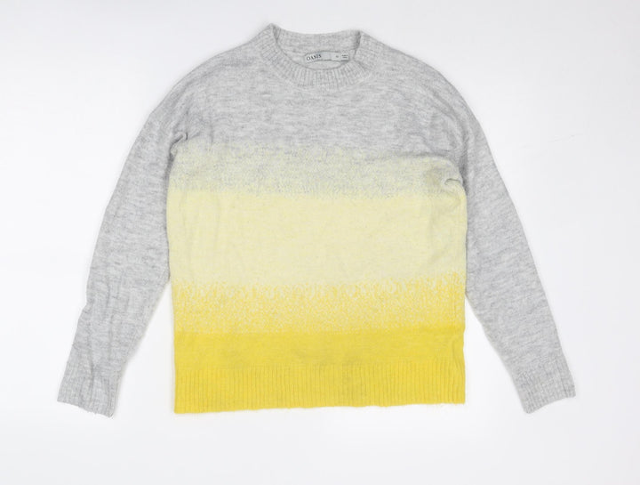 Oasis Womens Grey Crew Neck Acrylic Pullover Jumper Size XS - Colourblock