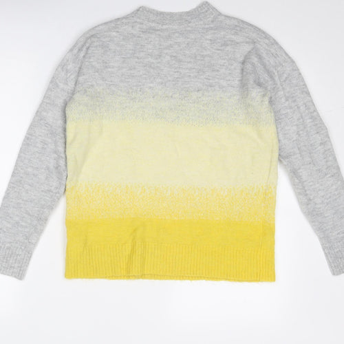 Oasis Womens Grey Crew Neck Acrylic Pullover Jumper Size XS - Colourblock