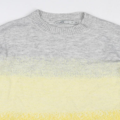 Oasis Womens Grey Crew Neck Acrylic Pullover Jumper Size XS - Colourblock