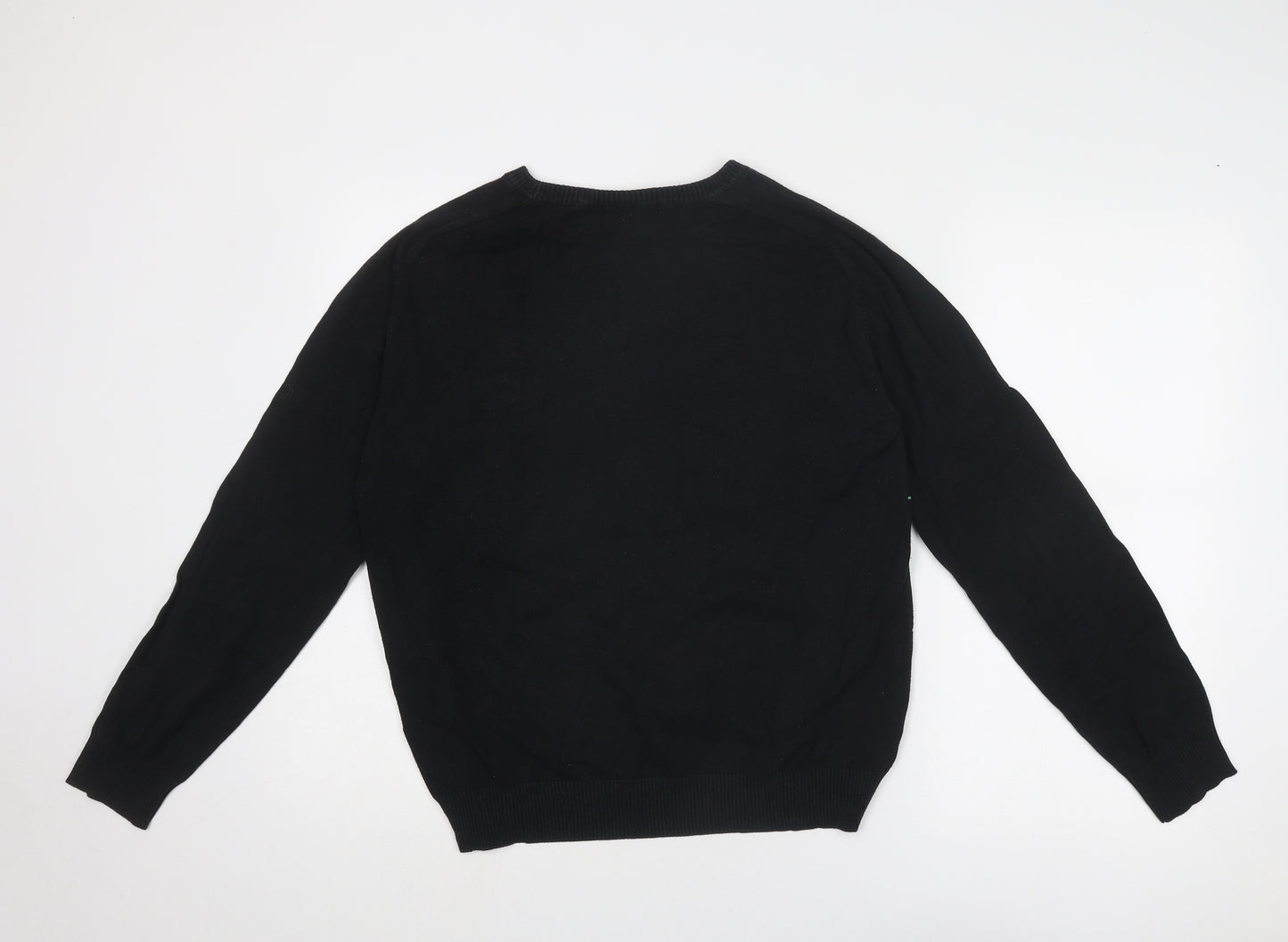 O'Neill Mens Black Round Neck Striped Cotton Pullover Jumper Size M Long Sleeve