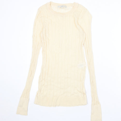 NEXT Womens Beige Round Neck Viscose Pullover Jumper Size 6