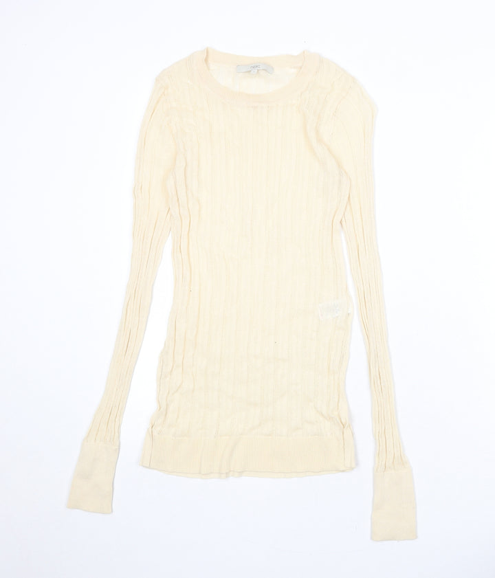 NEXT Womens Beige Round Neck Viscose Pullover Jumper Size 6