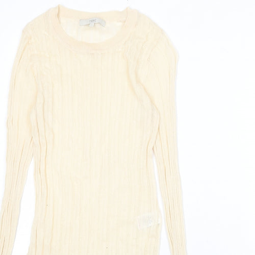 NEXT Womens Beige Round Neck Viscose Pullover Jumper Size 6