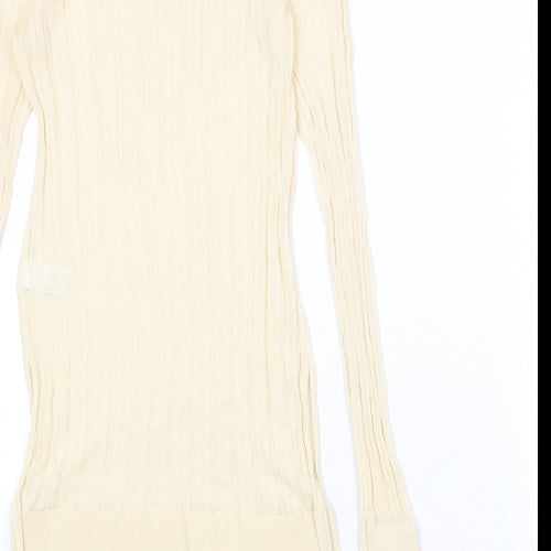 NEXT Womens Beige Round Neck Viscose Pullover Jumper Size 6