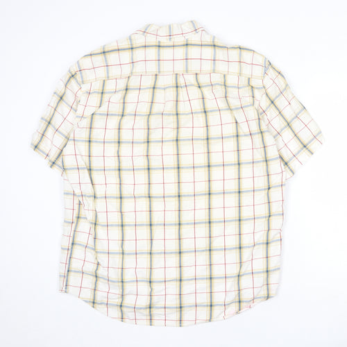 H&M Mens Beige Check Linen Button-Up Size L Collared Button
