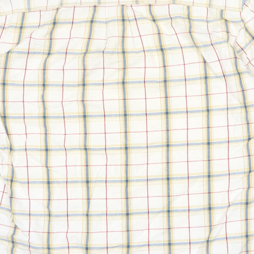H&M Mens Beige Check Linen Button-Up Size L Collared Button