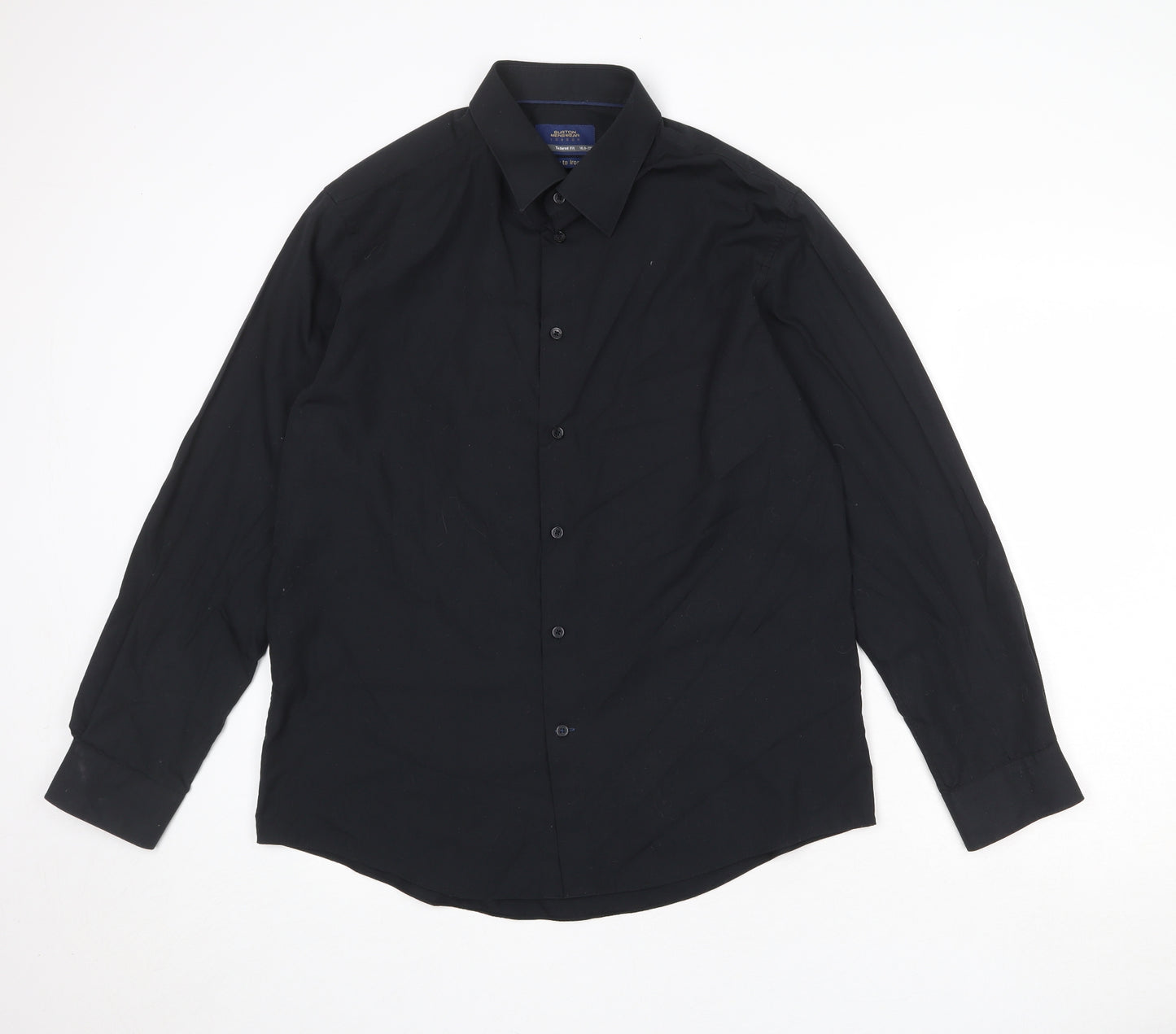 Burton Mens Black Polyester Dress Shirt Size 16.5 Collared Button