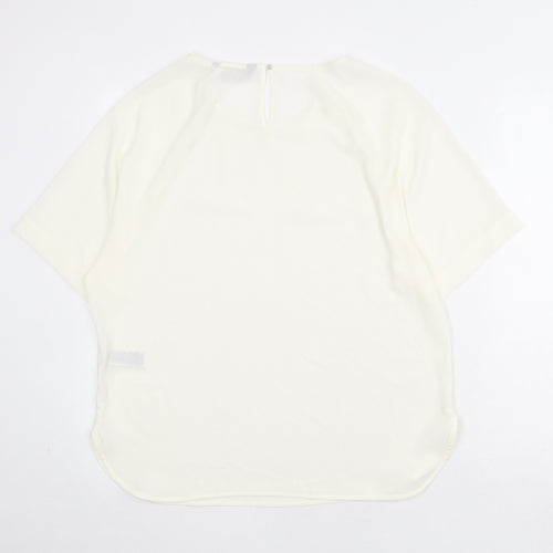 Marks and Spencer Womens Ivory Polyester Basic Blouse Size 12 Round Neck