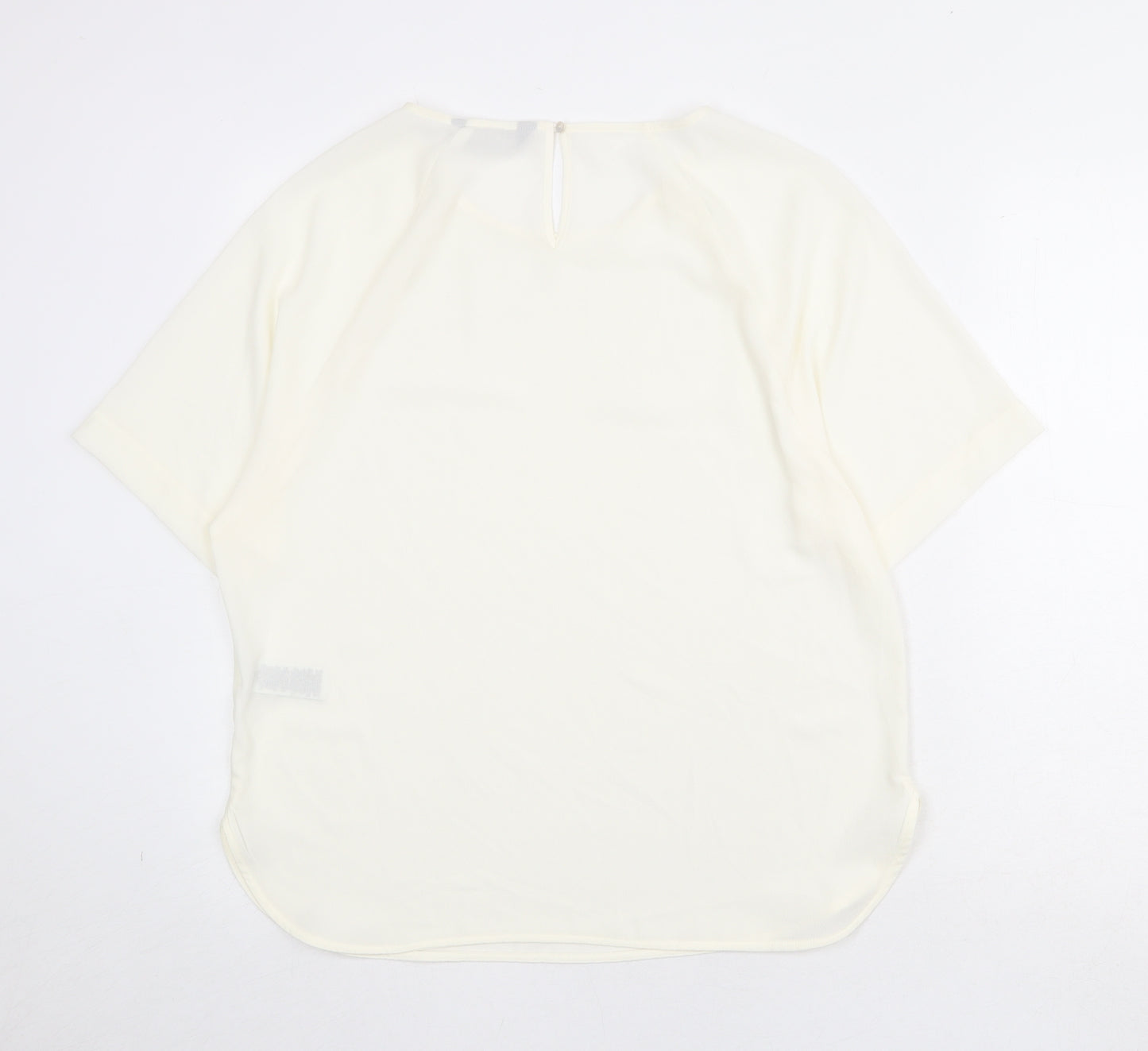 Marks and Spencer Womens Ivory Polyester Basic Blouse Size 12 Round Neck