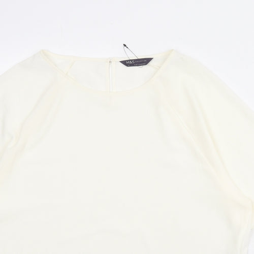 Marks and Spencer Womens Ivory Polyester Basic Blouse Size 12 Round Neck