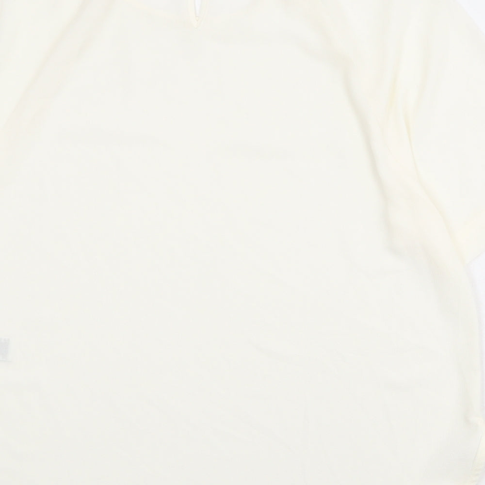 Marks and Spencer Womens Ivory Polyester Basic Blouse Size 12 Round Neck
