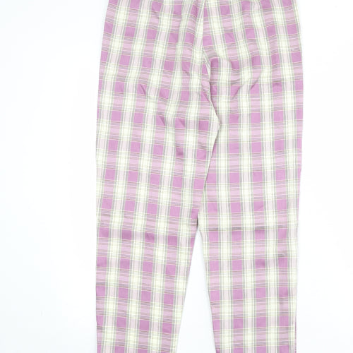 Urban Threads Womens Purple Plaid Polyester Carrot Trousers Size 8 Regular Zip