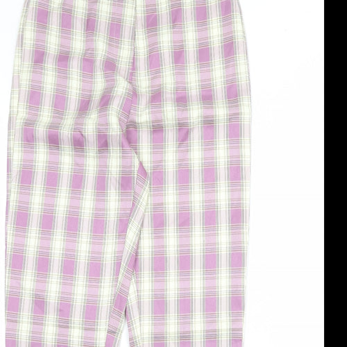 Urban Threads Womens Purple Plaid Polyester Carrot Trousers Size 8 Regular Zip