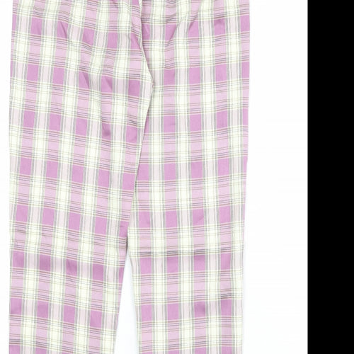 Urban Threads Womens Purple Plaid Polyester Carrot Trousers Size 8 Regular Zip