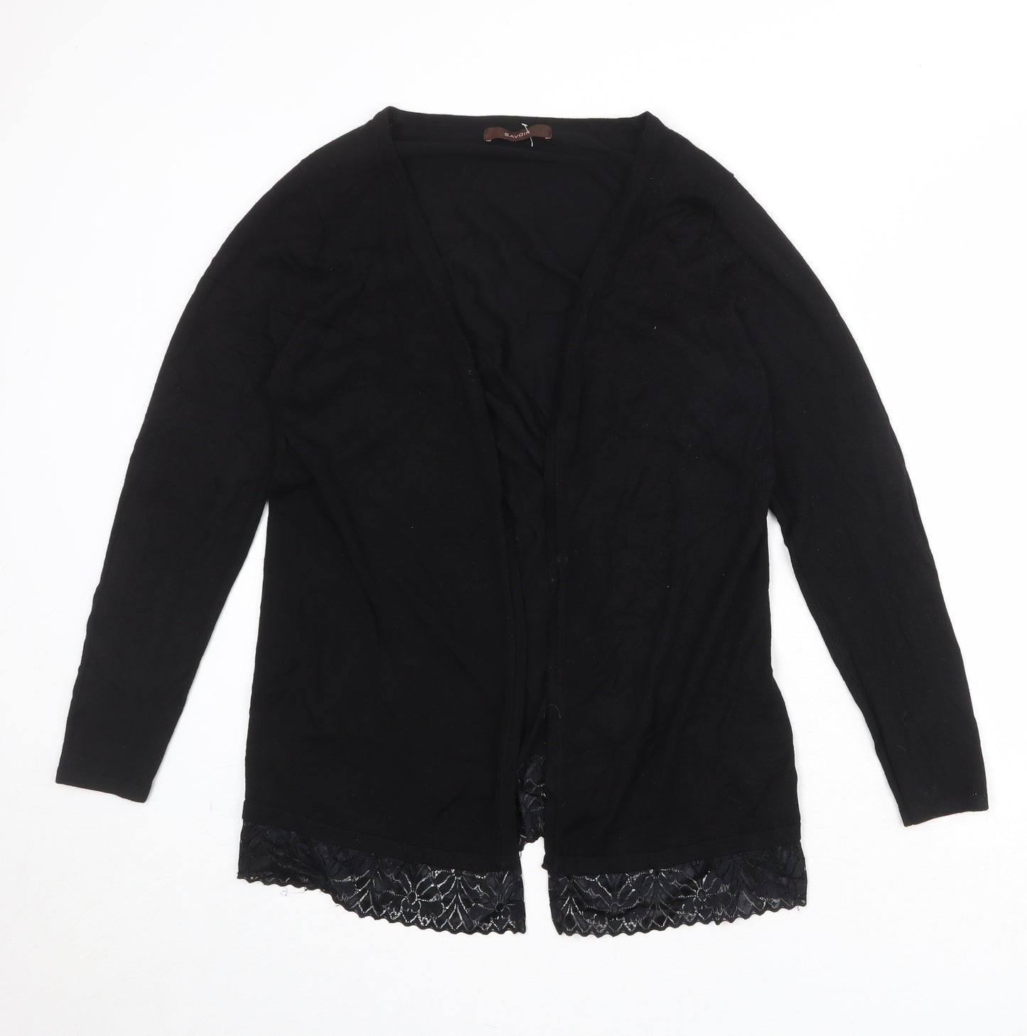 Savoir Womens Black V-Neck Viscose Cardigan Jumper Size 14