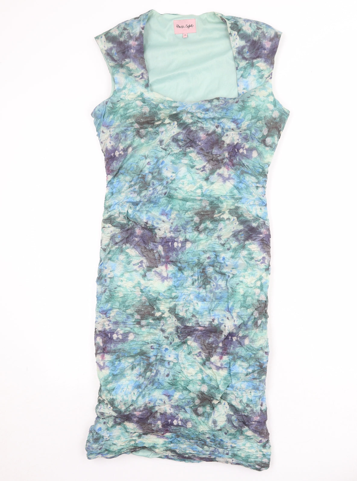 Phase Eight Womens Multicoloured Geometric Polyester Pencil Dress Size 14 Square Neck Zip