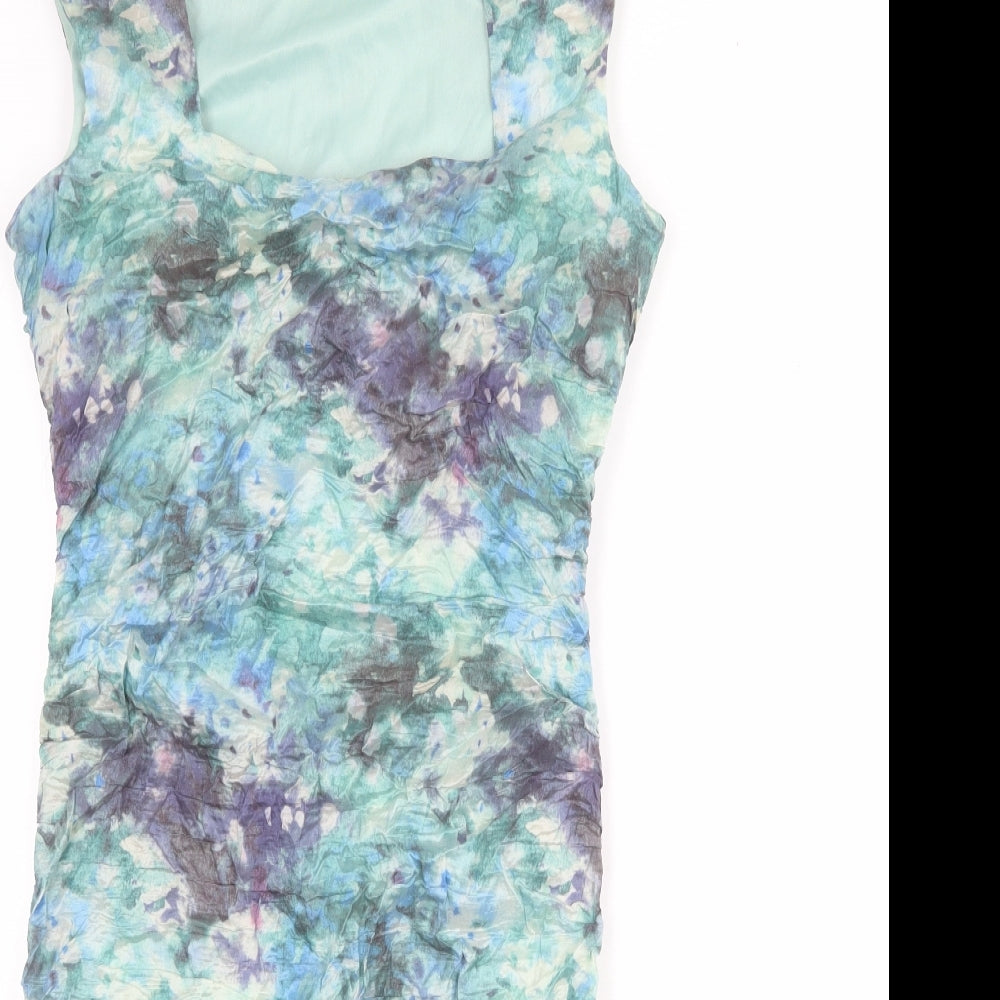 Phase Eight Womens Multicoloured Geometric Polyester Pencil Dress Size 14 Square Neck Zip