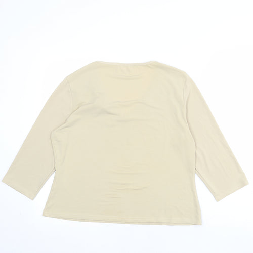 Berkertex Womens Beige Polyester Basic T-Shirt Size 16 V-Neck