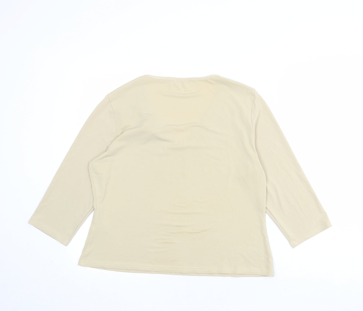 Berkertex Womens Beige Polyester Basic T-Shirt Size 16 V-Neck