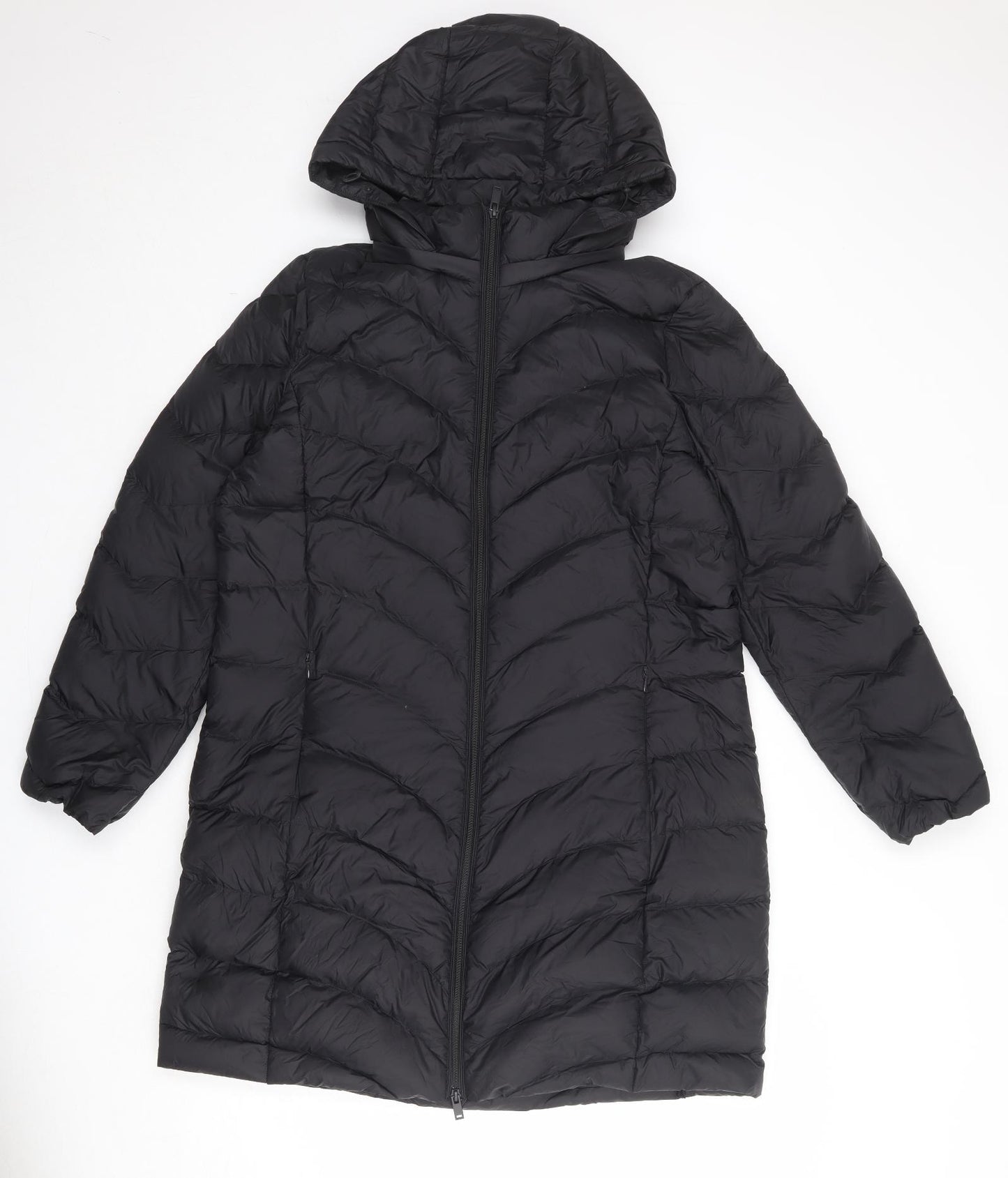 Marks and Spencer Womens Black Quilted Coat Size 16 Zip