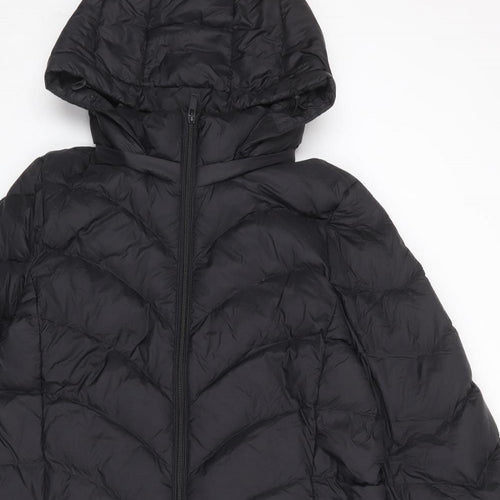 Marks and Spencer Womens Black Quilted Coat Size 16 Zip