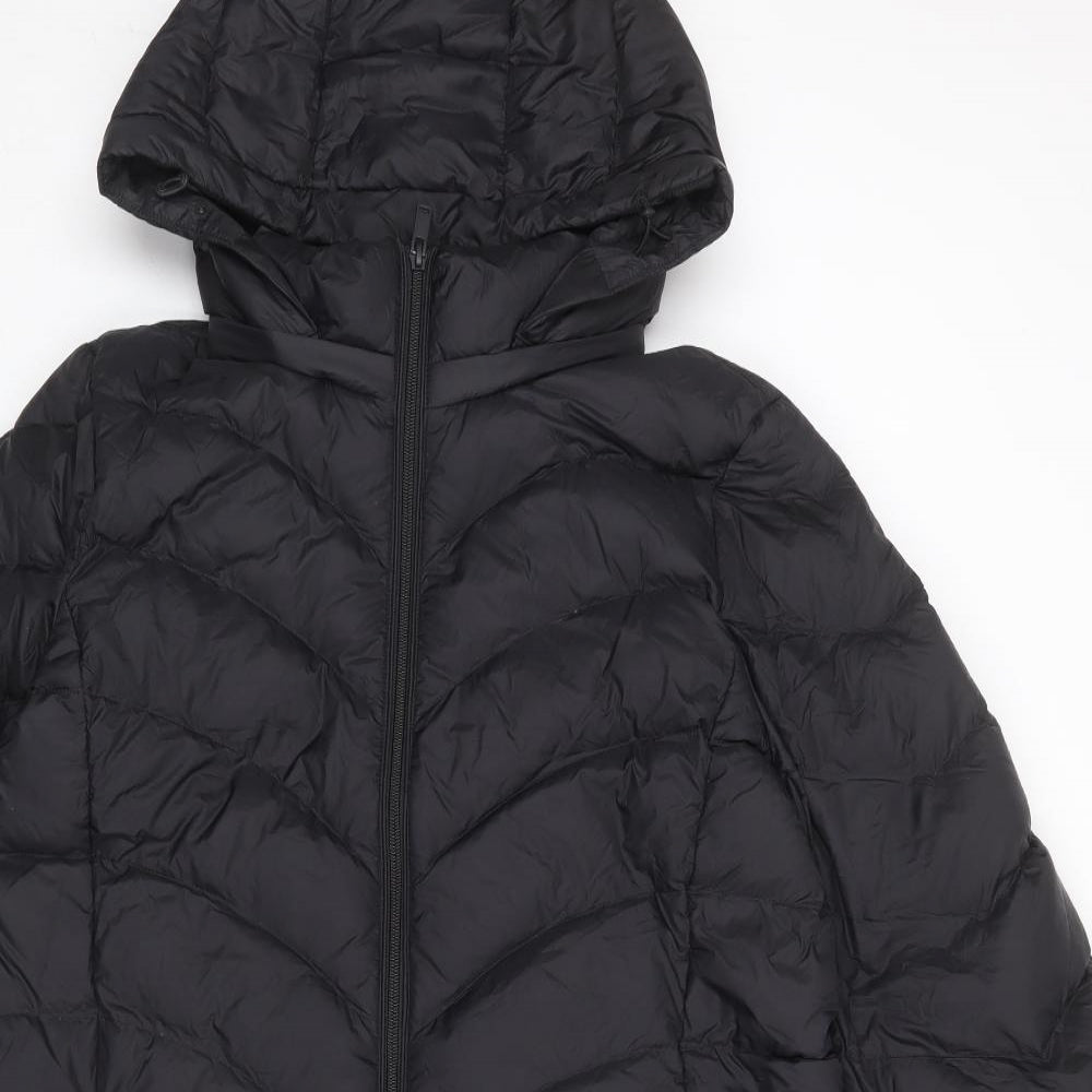 Marks and Spencer Womens Black Quilted Coat Size 16 Zip
