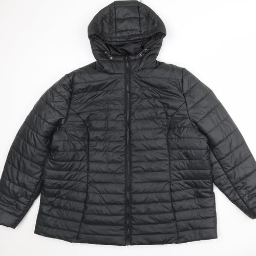 Sheego Womens Black Quilted Jacket Size 26 Zip