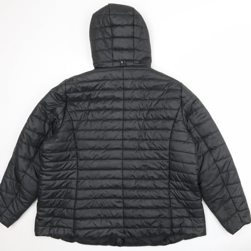 Sheego Womens Black Quilted Jacket Size 26 Zip