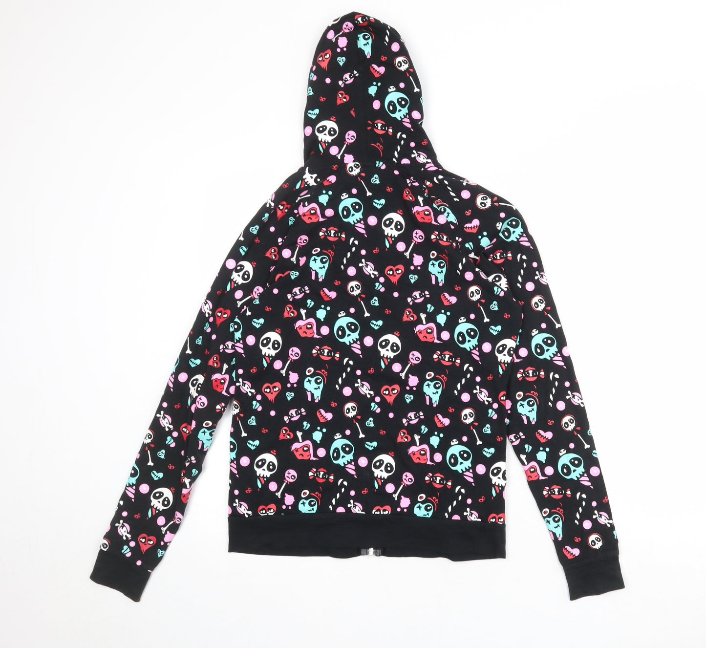 Jawbreaker Womens Black Geometric Cotton Full Zip Hoodie Size S Zip - Skull Pattern