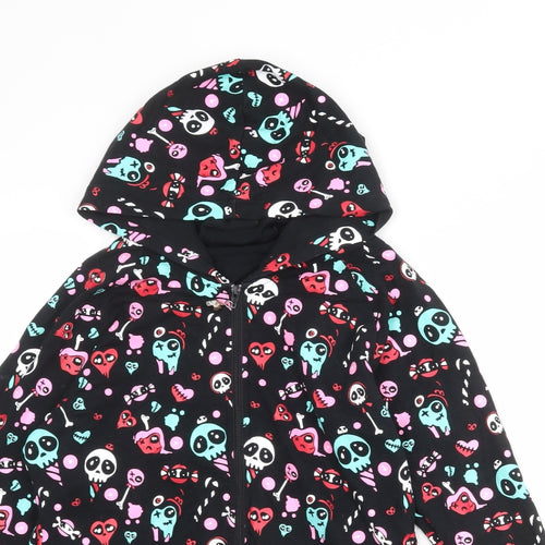 Jawbreaker Womens Black Geometric Cotton Full Zip Hoodie Size S Zip - Skull Pattern