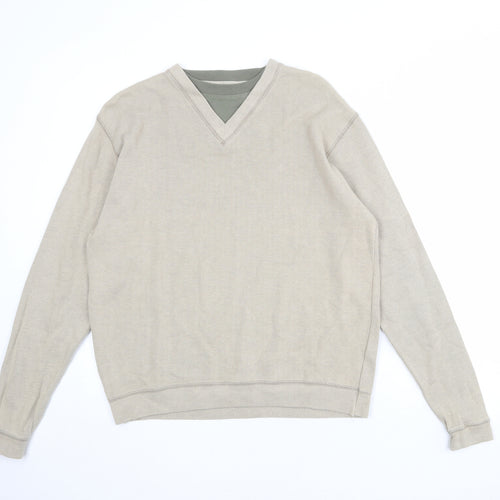 O-Club Mens Beige Cotton Pullover Sweatshirt Size L