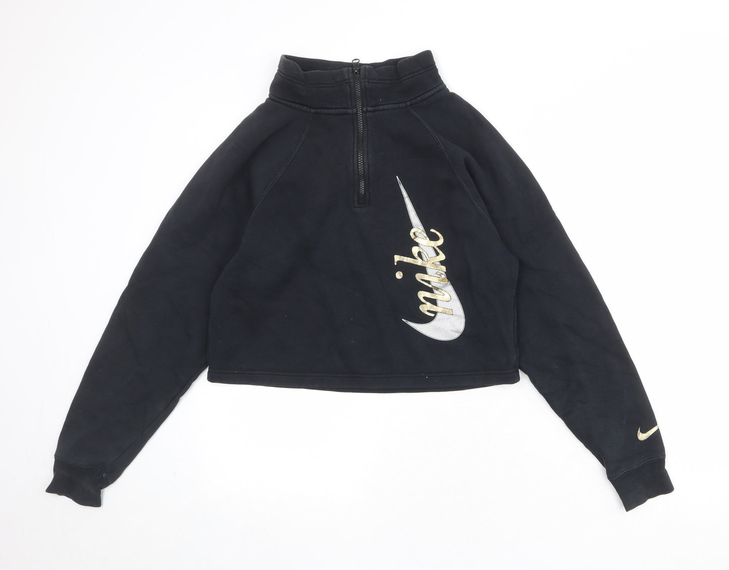 Nike Womens Black Polyester Pullover Sweatshirt Size XS Zip