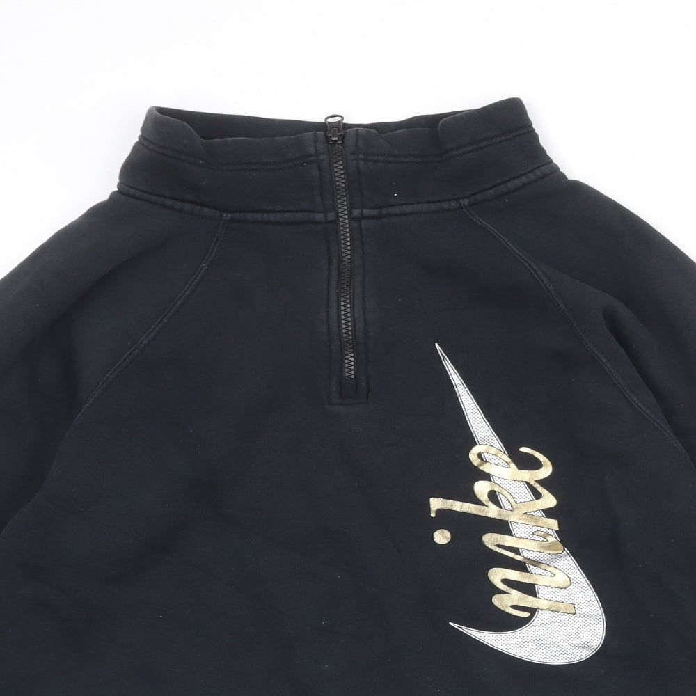 Nike Womens Black Polyester Pullover Sweatshirt Size XS Zip