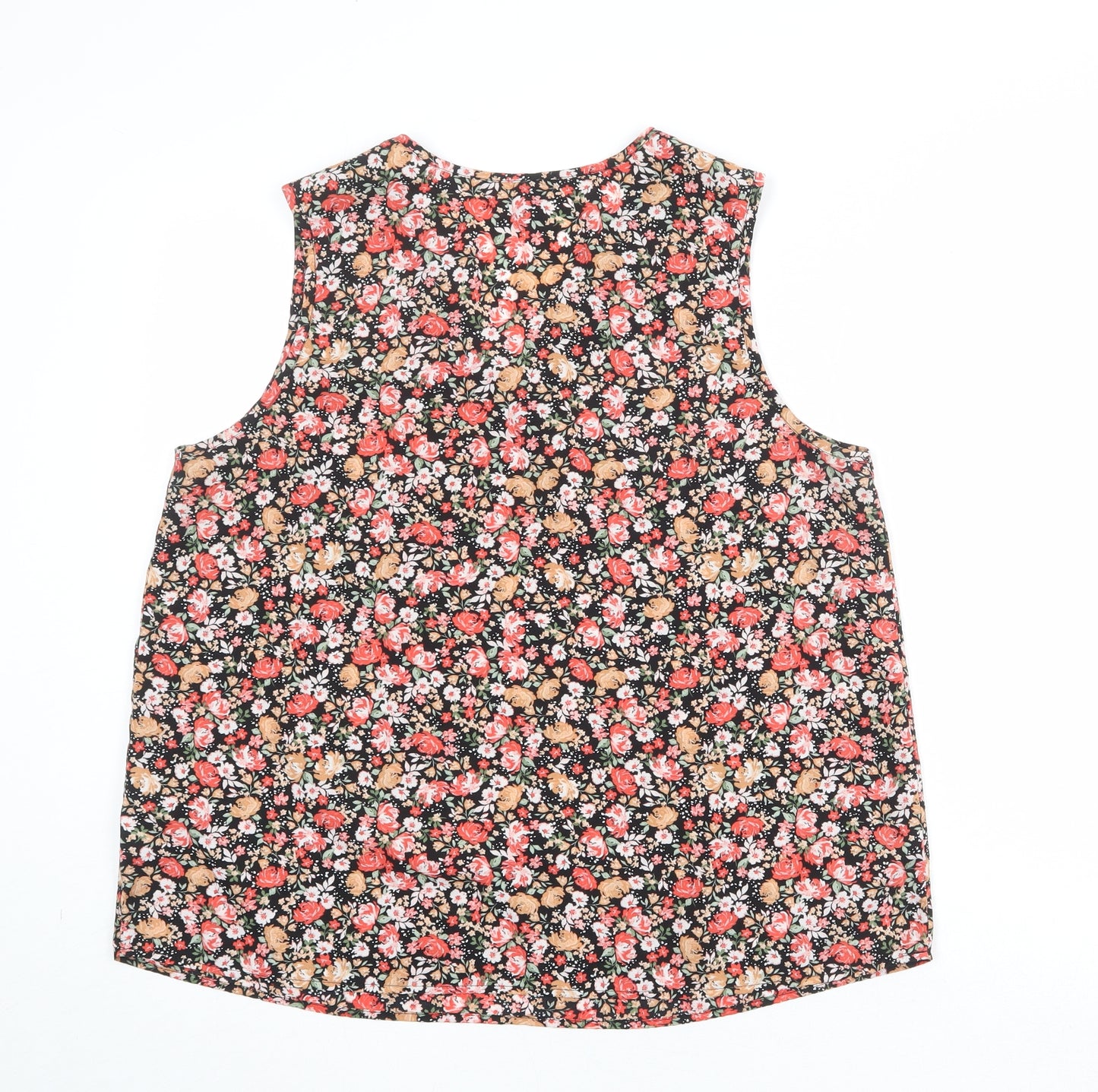 Emery Rose Womens Multicoloured Floral Polyester Basic Tank Size XL V-Neck