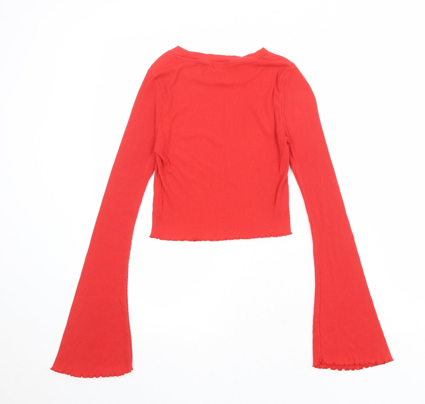 River Island Womens Red Viscose Basic T-Shirt Size 6 Round Neck