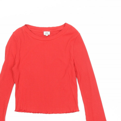 River Island Womens Red Viscose Basic T-Shirt Size 6 Round Neck