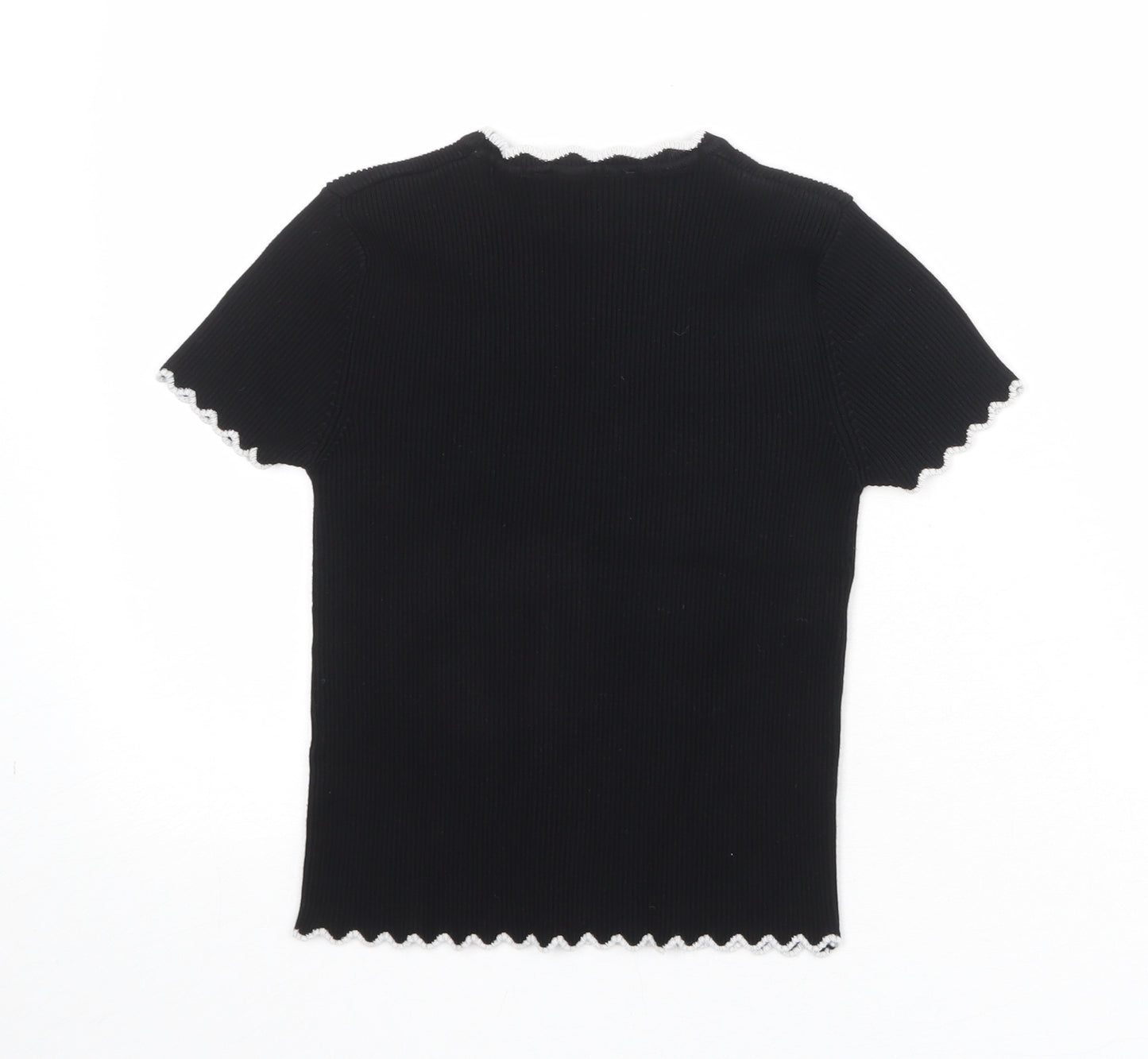 Zara Womens Black Viscose Basic T-Shirt Size S Round Neck