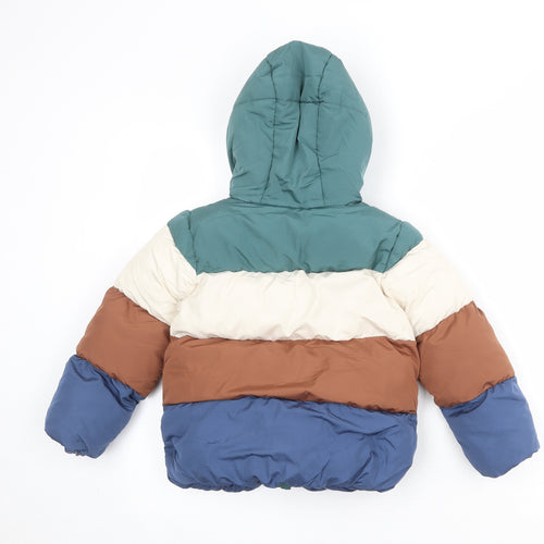 Marks and Spencer Boys Multicoloured Colourblock Puffer Jacket Jacket Size 4-5 Years Zip