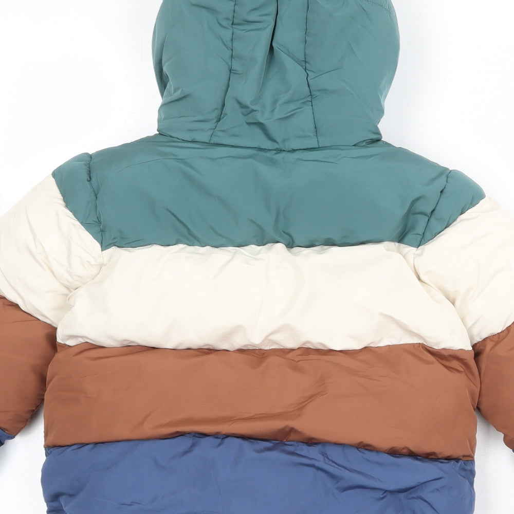 Marks and Spencer Boys Multicoloured Colourblock Puffer Jacket Jacket Size 4-5 Years Zip