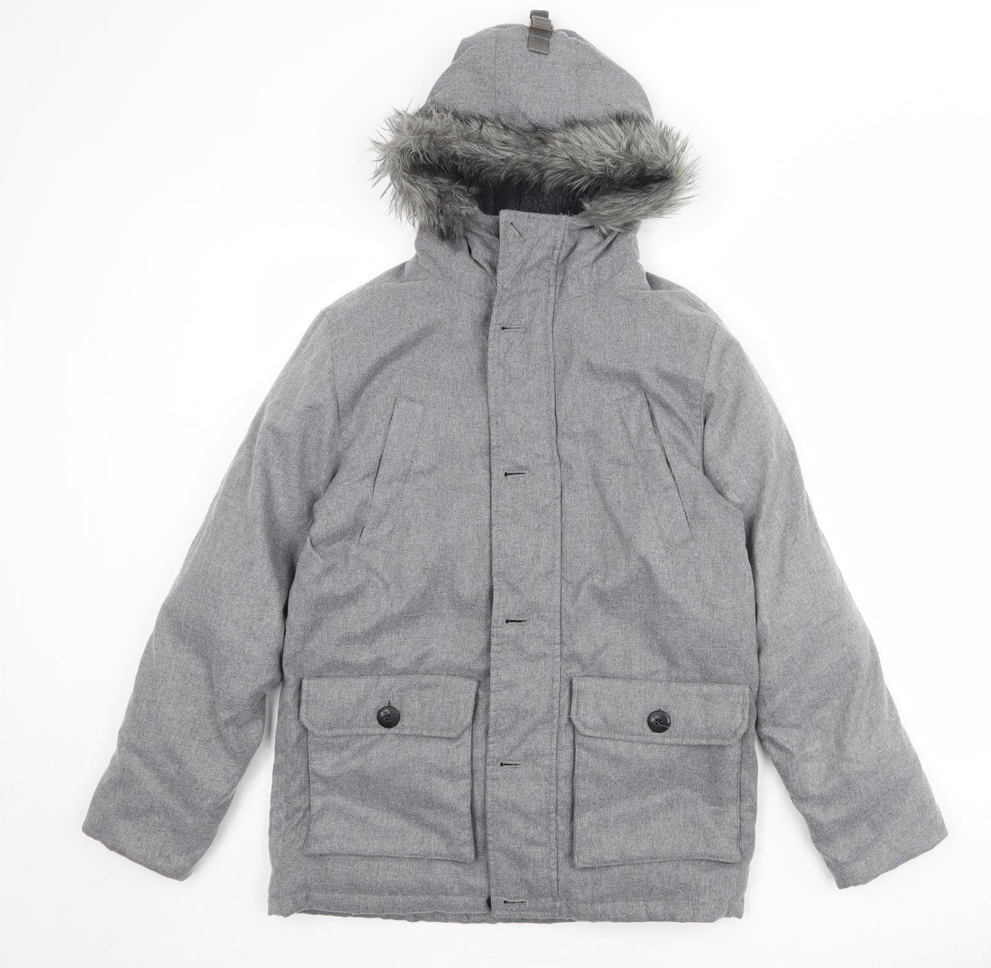 NEXT Boys Grey Basic Coat Coat Size 13 Years Zip