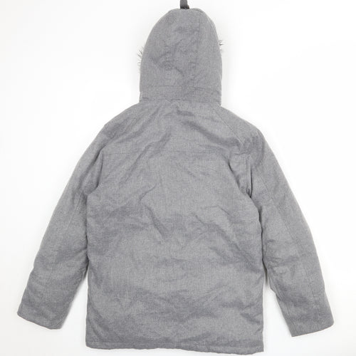 NEXT Boys Grey Basic Coat Coat Size 13 Years Zip