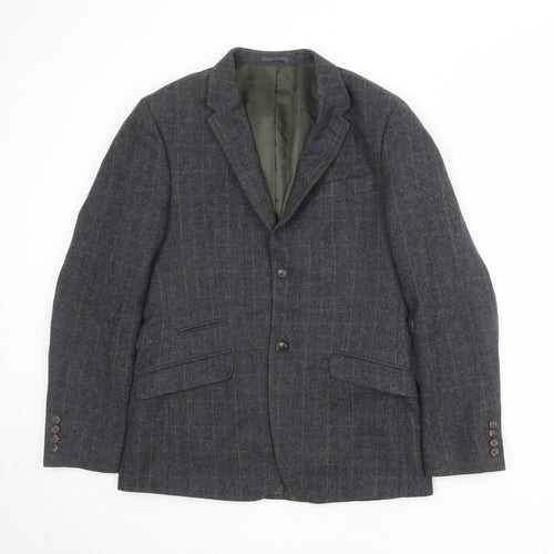 RJR.John Rocha Mens Grey Check Wool Jacket Blazer Size 38 Regular