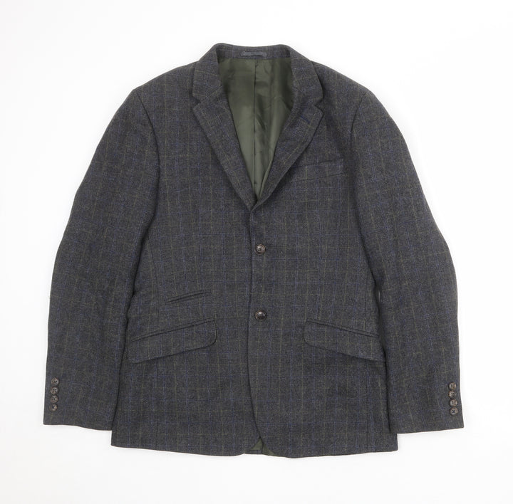 RJR.John Rocha Mens Grey Check Wool Jacket Blazer Size 38 Regular