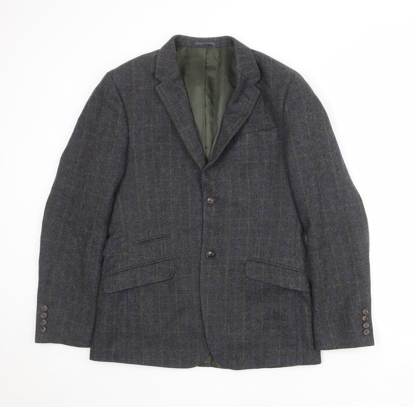 RJR.John Rocha Mens Grey Check Wool Jacket Blazer Size 38 Regular