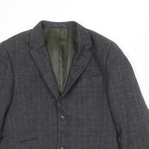 RJR.John Rocha Mens Grey Check Wool Jacket Blazer Size 38 Regular